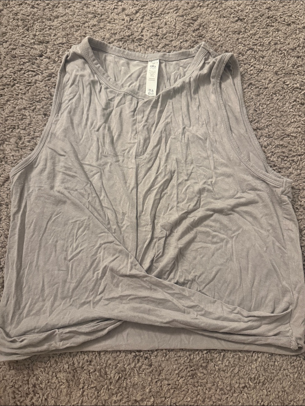 ALO Yoga Light Gray Twist-Front Tank